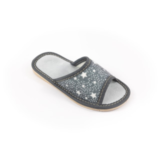 Szare paputki dziecięce w gwiazdki, kapcie domowe dziecięce