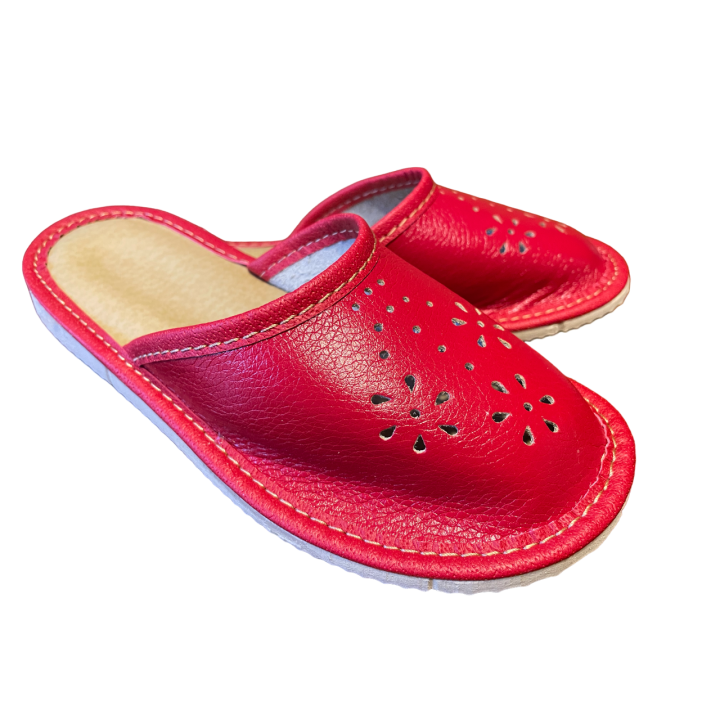 Kryte, czerwone pantofle dziecięce, wygodne i lekkie ciapki dla dzieci - numer 151