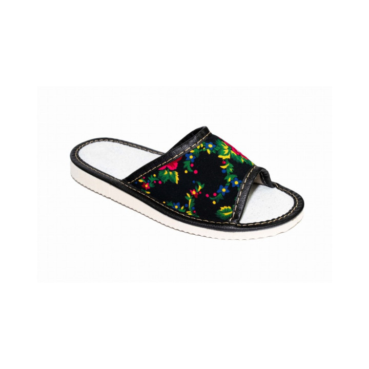 Góralskie dziecięce pantofle domowe, pantofle dla dzieci czarne