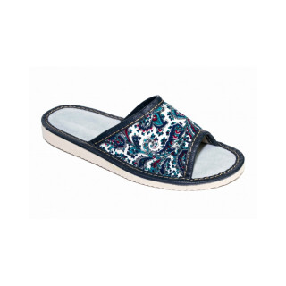 Góralskie dziecięce pantofle domowe, pantofle dla dzieci biało granatowe