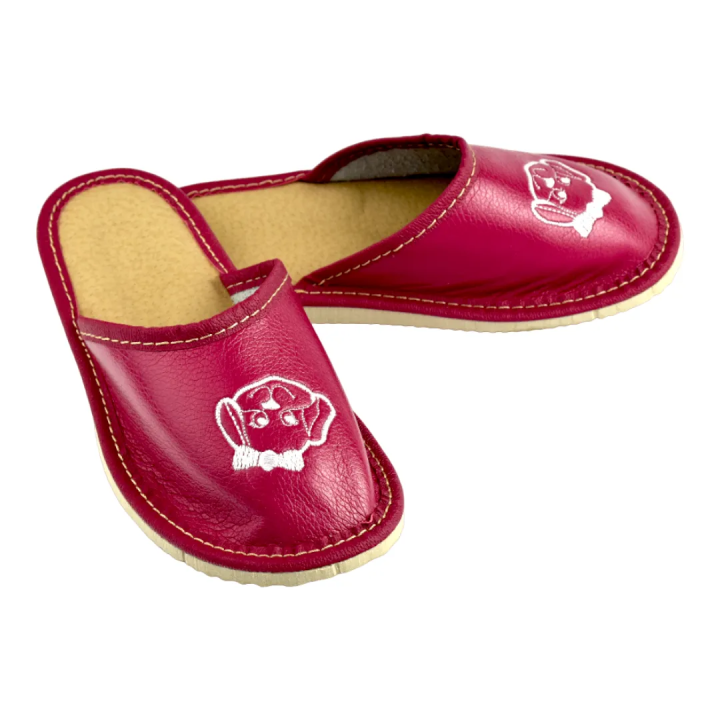 Kapcie dziecięce fioletowe z pieskiem, pantofle dla dzieci - numer 309