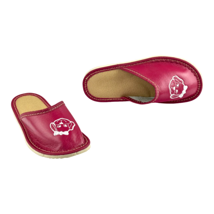 Kapcie dziecięce fioletowe z pieskiem, pantofle dla dzieci - numer 309