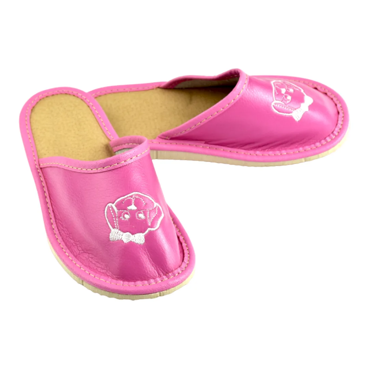 Kapcie dla dzieci różowe, kapcie z pieskiem dla dziewczynki