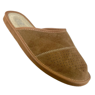 Zamszowe kapcie męskie, skórzane pantofle męskie welurowe