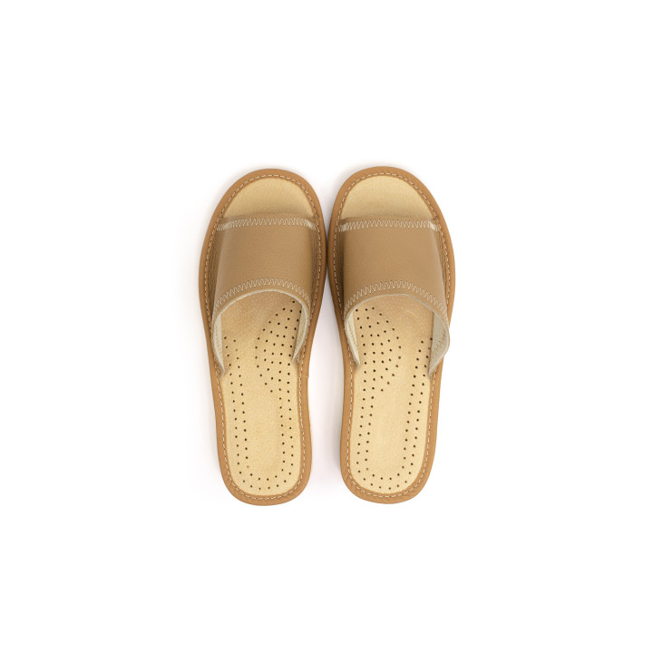 Wysokogatunkowa skóra, pantofle damskie skórzane 100%