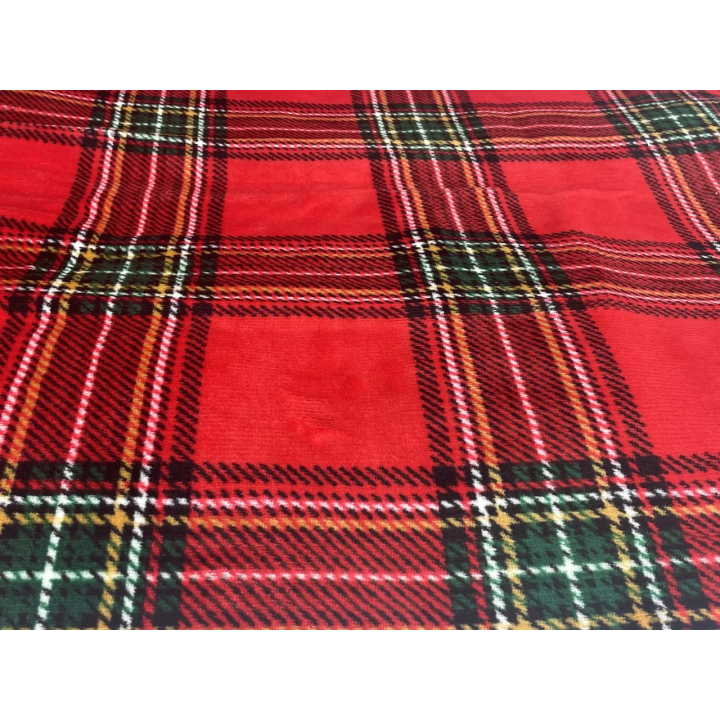 Czerwony koc polarowy w kratkę z ociepleniem, mięciutki koc dla dzieci