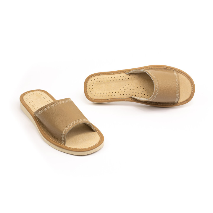 Wysokogatunkowa skóra, pantofle damskie skórzane 100%