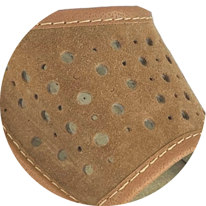 Lekkie ażurowe pantofle damskie skórzane, żółte pantofle damskie domowe - numer 382