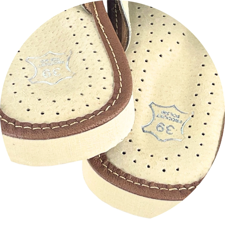 Brązowe ciapki damskie, skórzane pantofle damskie domowe