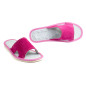 Różowe skórkowe kapcie damskie, domowe pantofle damskie, laczki skórzane - numer 049