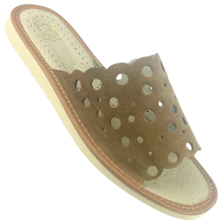 Kapcie damskie domowe skórzane, wygodne obuwie domowe