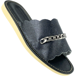 Eleganckie kapcie damskie z łańcuchem, pantofle damskie domowe