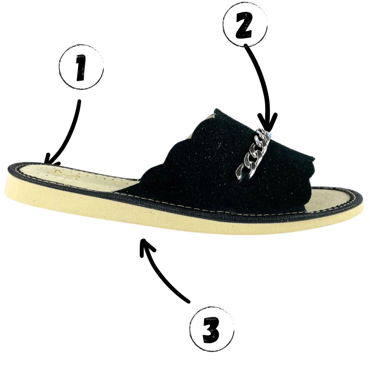 Czarne pantofle damskie ze skóry zamszowej, welurkowe kapcie domowe