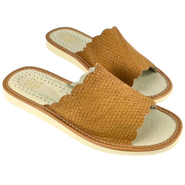 Kapcie damskie wzór skóry węża, wygodne pantofle domowe damskie