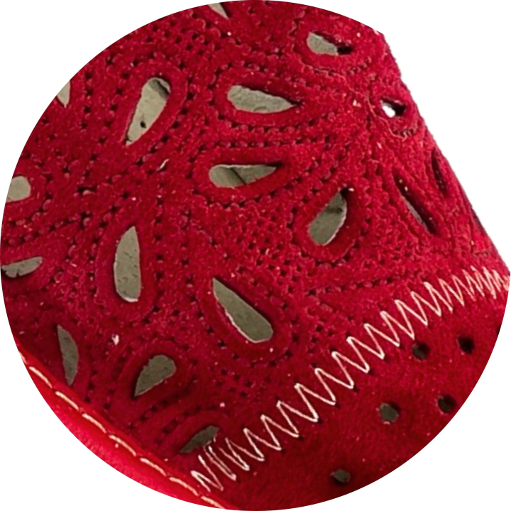 Czerwone laczki damskie skórkowe, pantofle damskie domowe dla Pań - numer 422