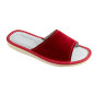 Zamszowe czerwone laczki damskie, pantofle damskie domowe skórzane - numer 054