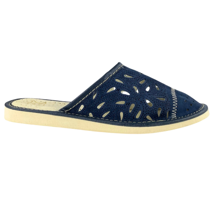 Granatowe laczki domowe damskie, pantofle damskie do domu, wygodne papcie damskie