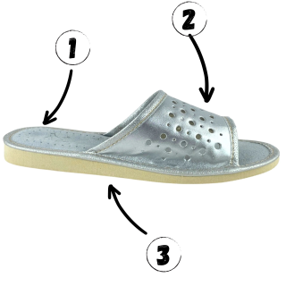 Srebrne pantofle domowe damskie, wygodne kapcie domowe damskie