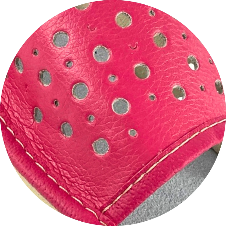 Różowe laczki damskie domowe, kapcie na lato ze skóry