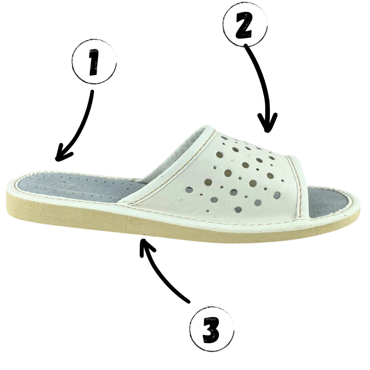 Białe skórkowe laczki domowe damskie, idealne kapcie na lato