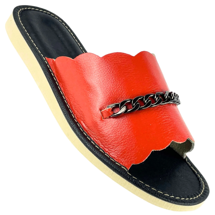 Ekstrawaganckie pomarańczowe pantofle domowe damskie