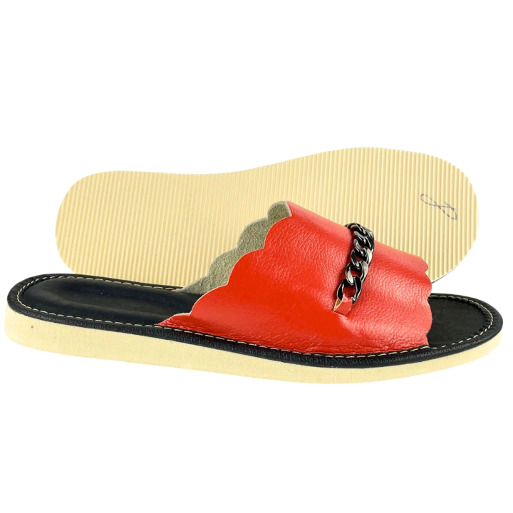 Ekstrawaganckie pomarańczowe pantofle domowe damskie