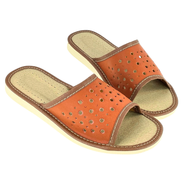 Ciemne kapcie damskie domowe, pantofle damskie, ciapy ażurowe - numer 445