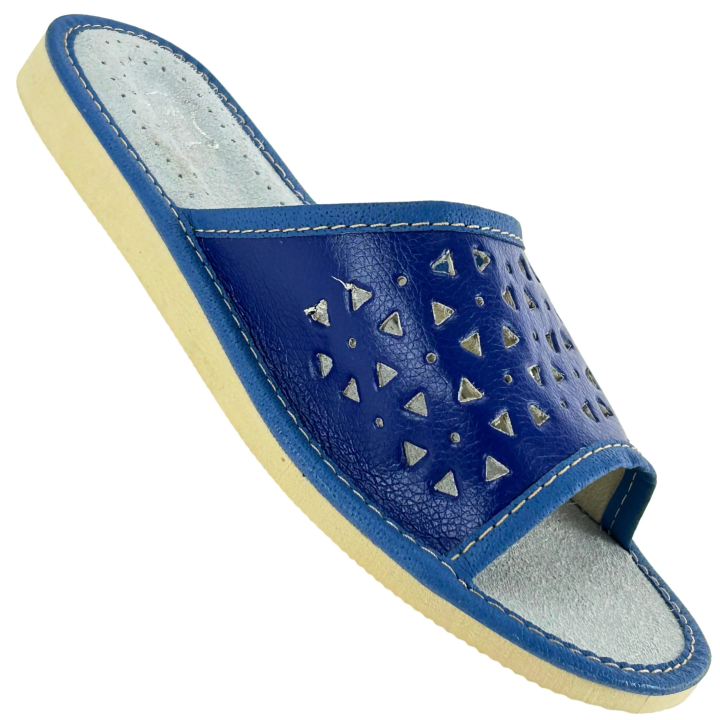 Granatowe klapki damskie Góralskie kapcie domowe