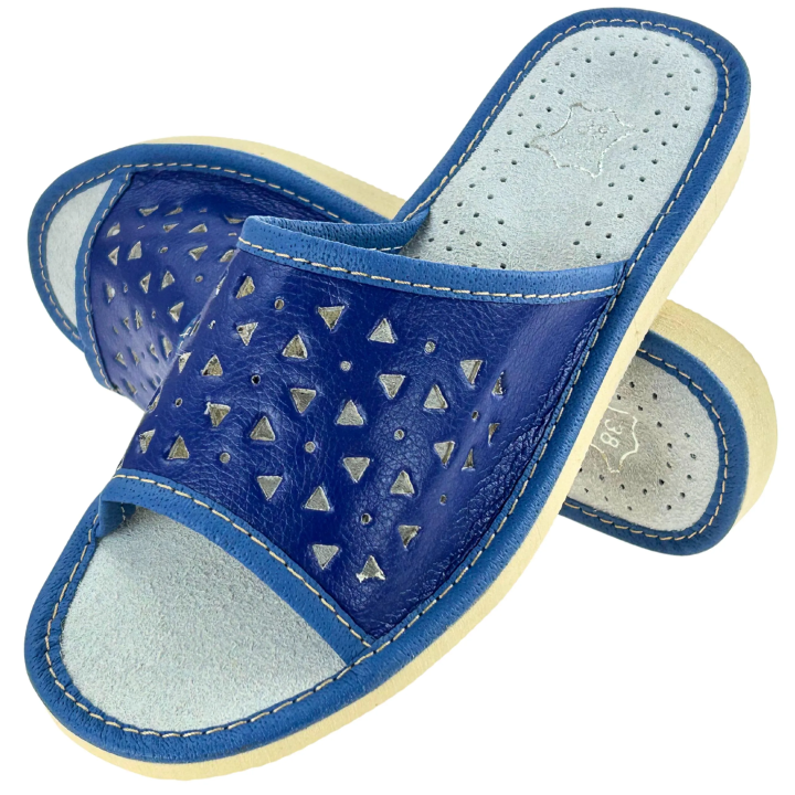 Granatowe klapki damskie Góralskie kapcie domowe