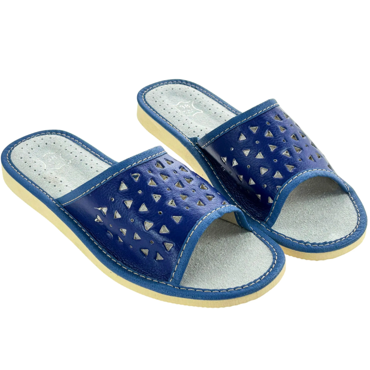 Granatowe klapki damskie Góralskie kapcie domowe