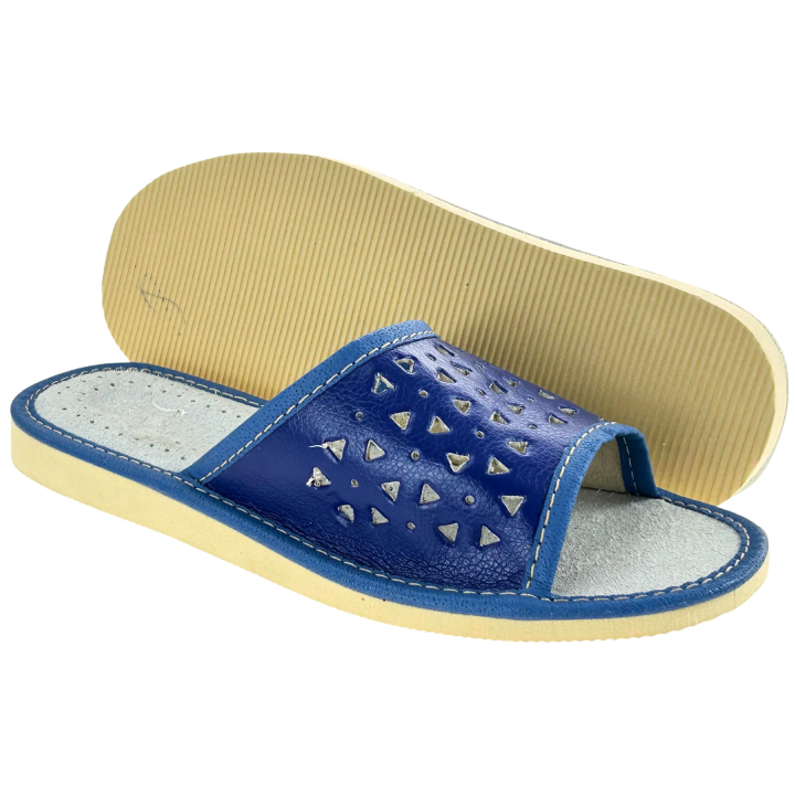 Granatowe klapki damskie Góralskie kapcie domowe