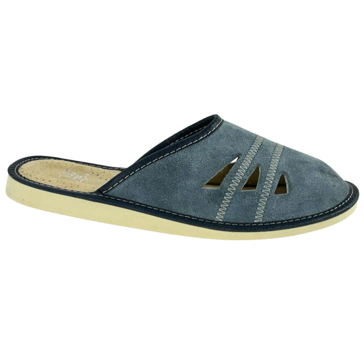 Zamszowe pantofle męskie Skórzane klapki domowe