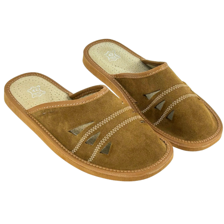 Kapcie męskie skórkowe Tanie pantofle męskie ze skóry - numer 449