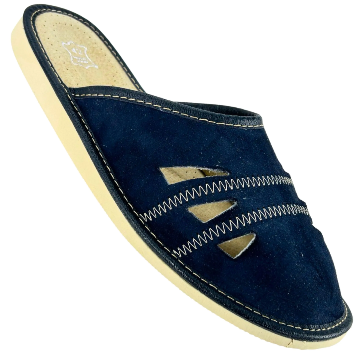 Pantofle Kapcie męskie skórkowe Tanie pantofle męskie ze skóry