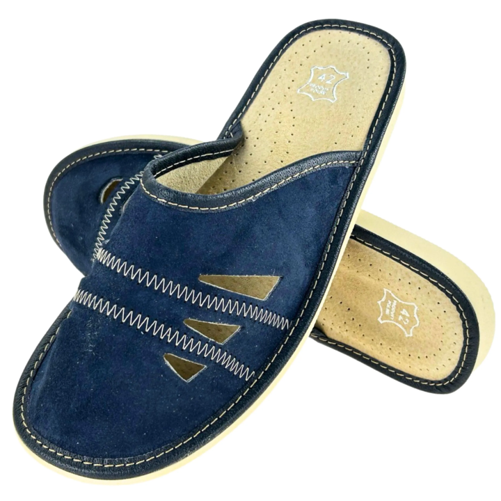 Pantofle Kapcie męskie skórkowe Tanie pantofle męskie ze skóry