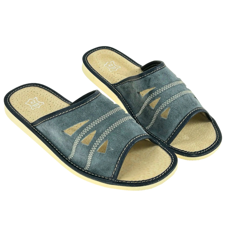 Wygodne skórzane pantofle męskie Laczki Ciapy Kapcie Domowe