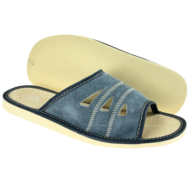 Wygodne skórzane pantofle męskie Laczki Ciapy Kapcie Domowe