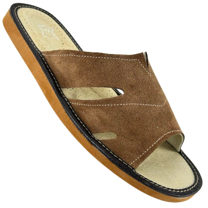 Kapcie skórzane męskie góralskie Wytrzymałe Pantofle męskie