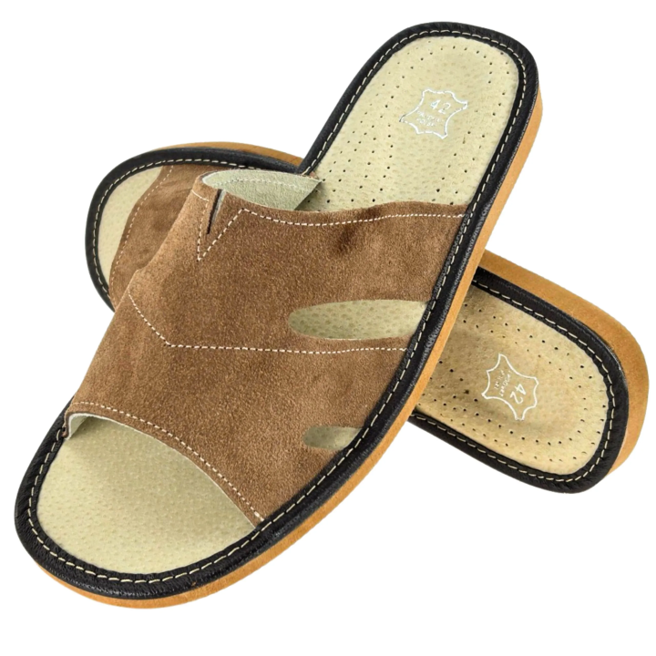 Kapcie skórzane męskie góralskie Wytrzymałe Pantofle męskie