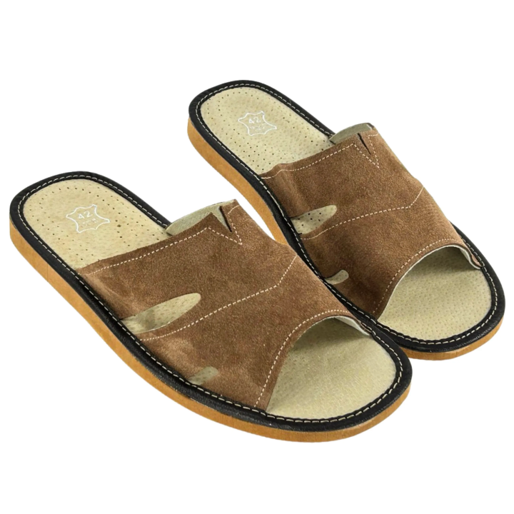 Kapcie skórzane męskie góralskie Wytrzymałe Pantofle męskie