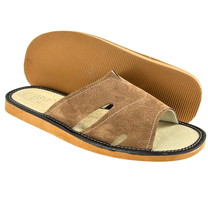 Kapcie skórzane męskie góralskie Wytrzymałe Pantofle męskie