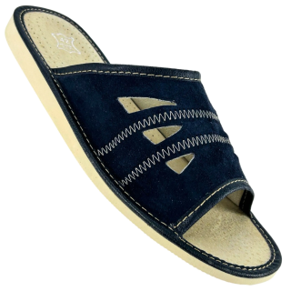 Laczki męskie zamszowe Otwarte Palce Kapcie Męskie Ciemno-Granatowe