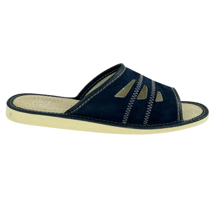 Laczki męskie zamszowe Otwarte Palce Kapcie Męskie Ciemno-Granatowe