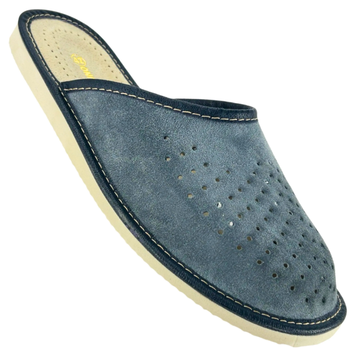 Pantofle Męskie Skórzane Zamszowe Wygodne Kapcie Meskie