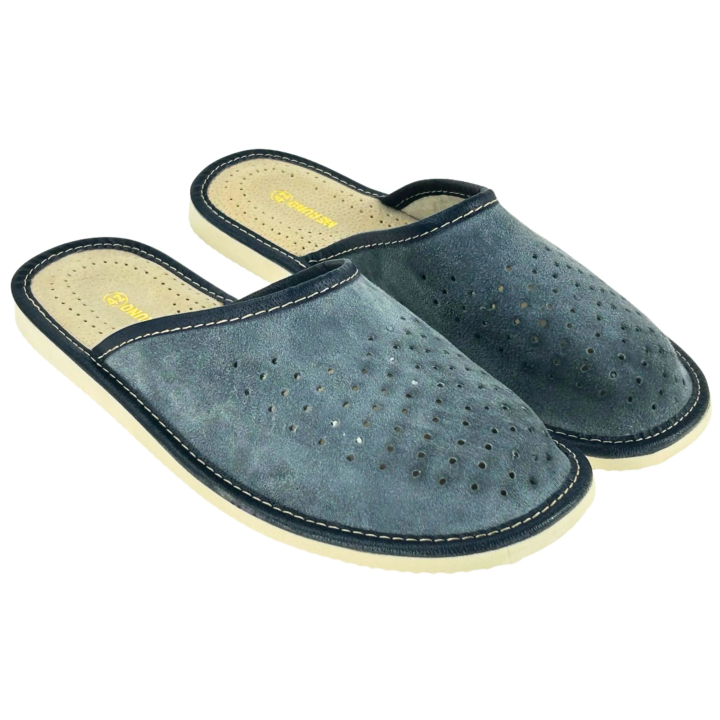 Pantofle Męskie Skórzane Zamszowe Wygodne Kapcie Meskie