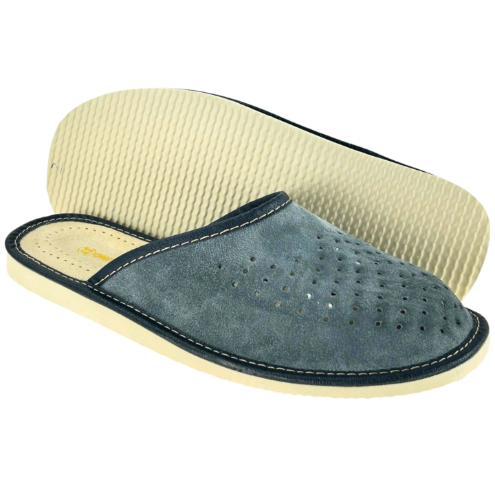 Pantofle Męskie Skórzane Zamszowe Wygodne Kapcie Meskie