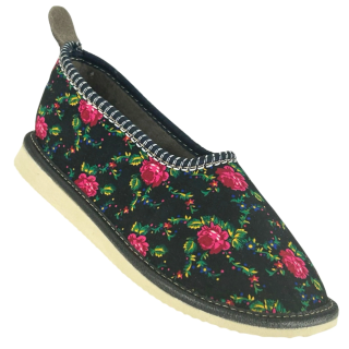 Kapcie damskie z piętką Czarne Góralskie Pantofle domowe - numer 481