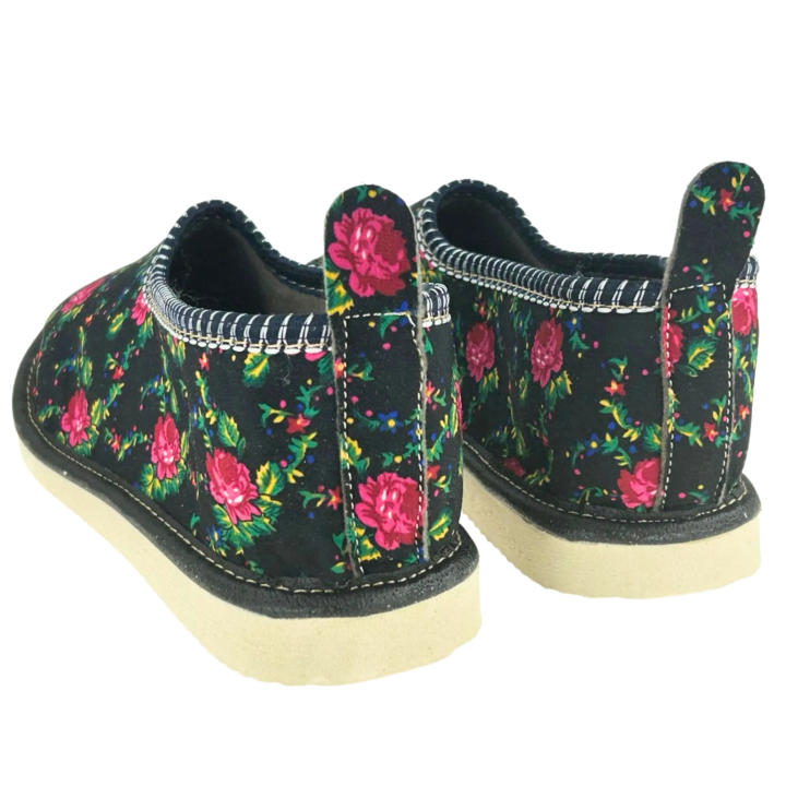 Kapcie damskie z piętką Czarne Góralskie Pantofle domowe