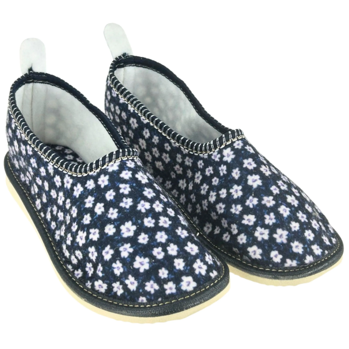 Buty damskie z piętką kapcie domowe w kwiatuszki