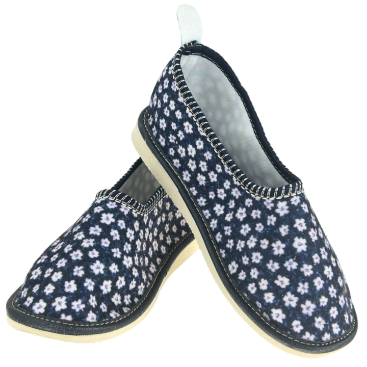 Buty damskie z piętką kapcie domowe w kwiatuszki